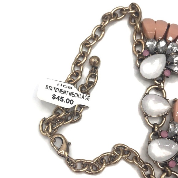 Rica Peach White Gold-Tone Statement Necklace NWT - Picture 4 of 5